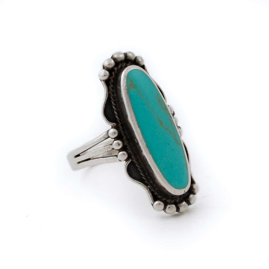 Silver x Ellipse 1970's Royston Turquoise Navajo Ring - Kingdom Jewelry