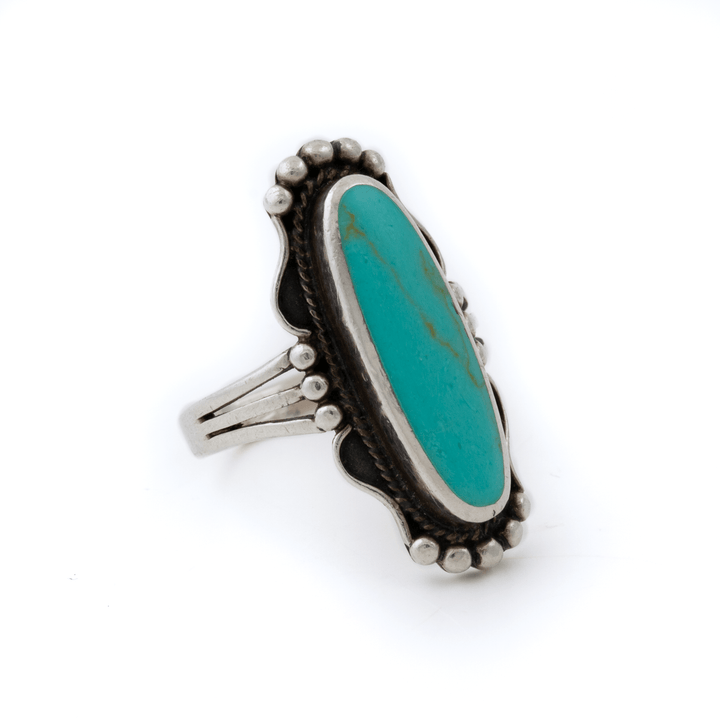 Silver x Ellipse 1970's Royston Turquoise Navajo Ring - Kingdom Jewelry