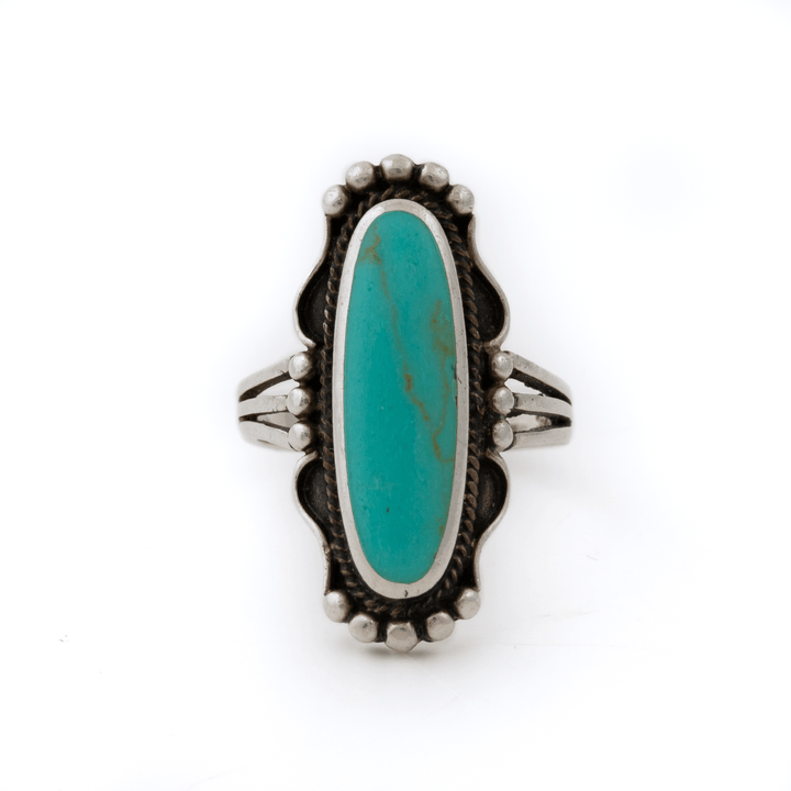 Silver x Ellipse 1970's Royston Turquoise Navajo Ring - Kingdom Jewelry