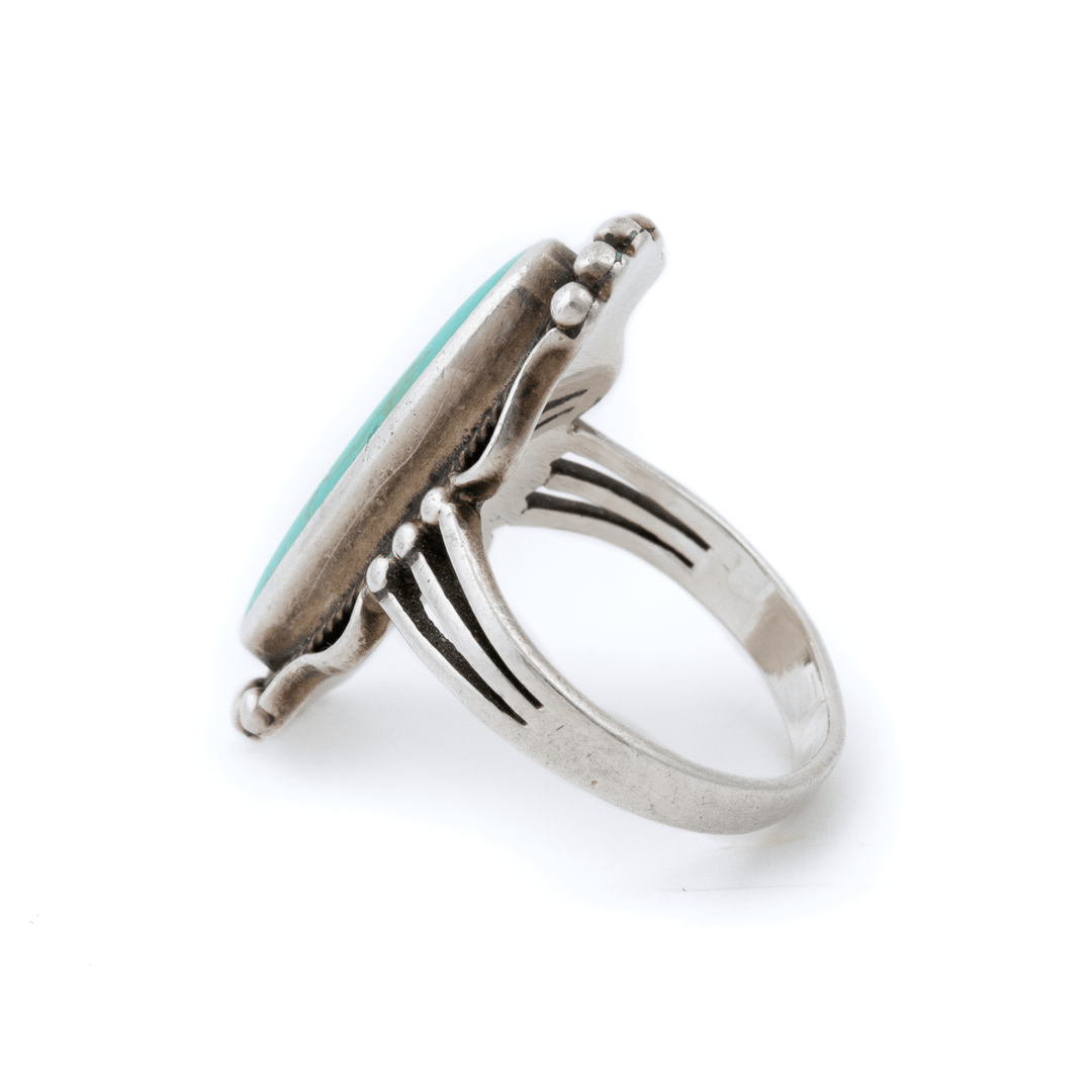 Silver x Ellipse 1970's Royston Turquoise Navajo Ring - Kingdom Jewelry