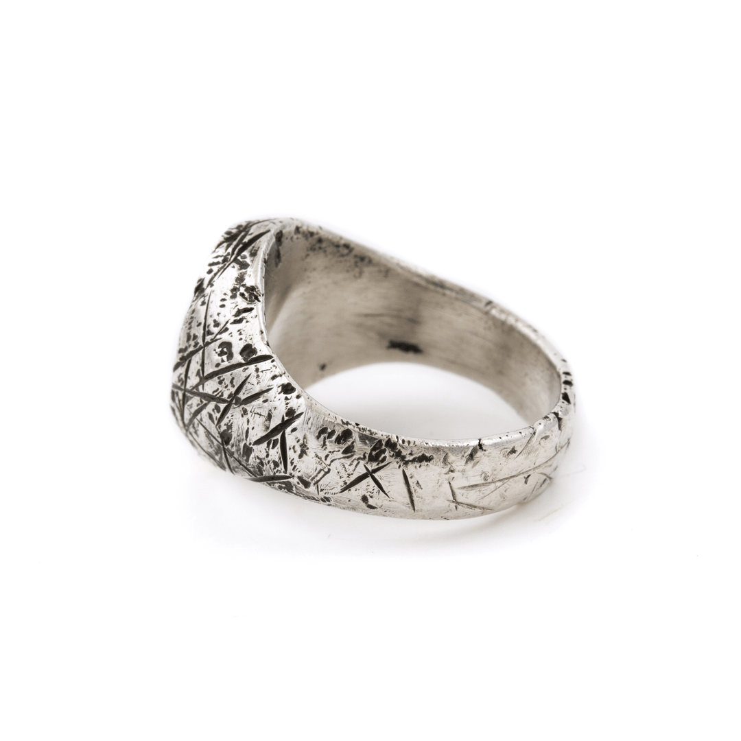 Silver x Ellipse Royston Inlay Distressed Signet - Kingdom Jewelry