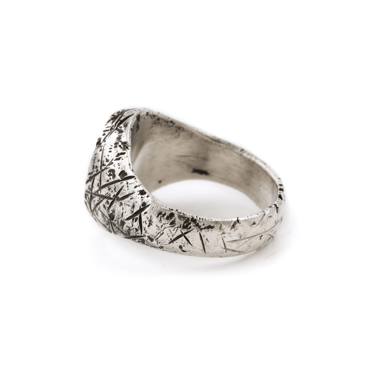 Silver x Ellipse Royston Inlay Distressed Signet - Kingdom Jewelry