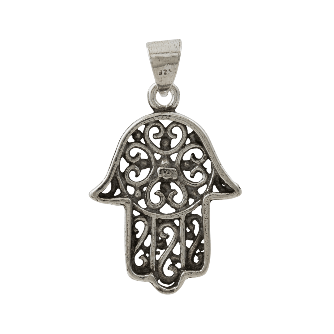 Silver x Filigree Hamsa Symbol Charm Pendant - Kingdom Jewelry