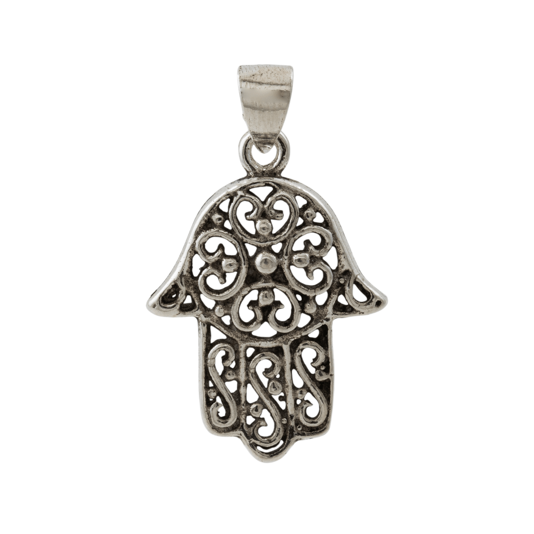 Silver x Filigree Hamsa Symbol Charm Pendant - Kingdom Jewelry