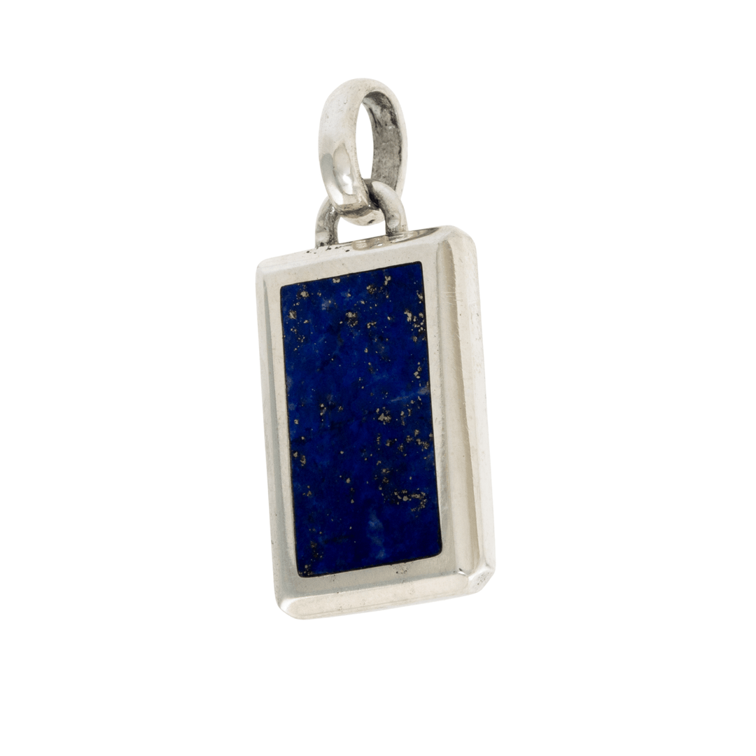 Silver x Full - Frame Rectangular Pyritic Lapis Lazuli Pendant - Kingdom Jewelry