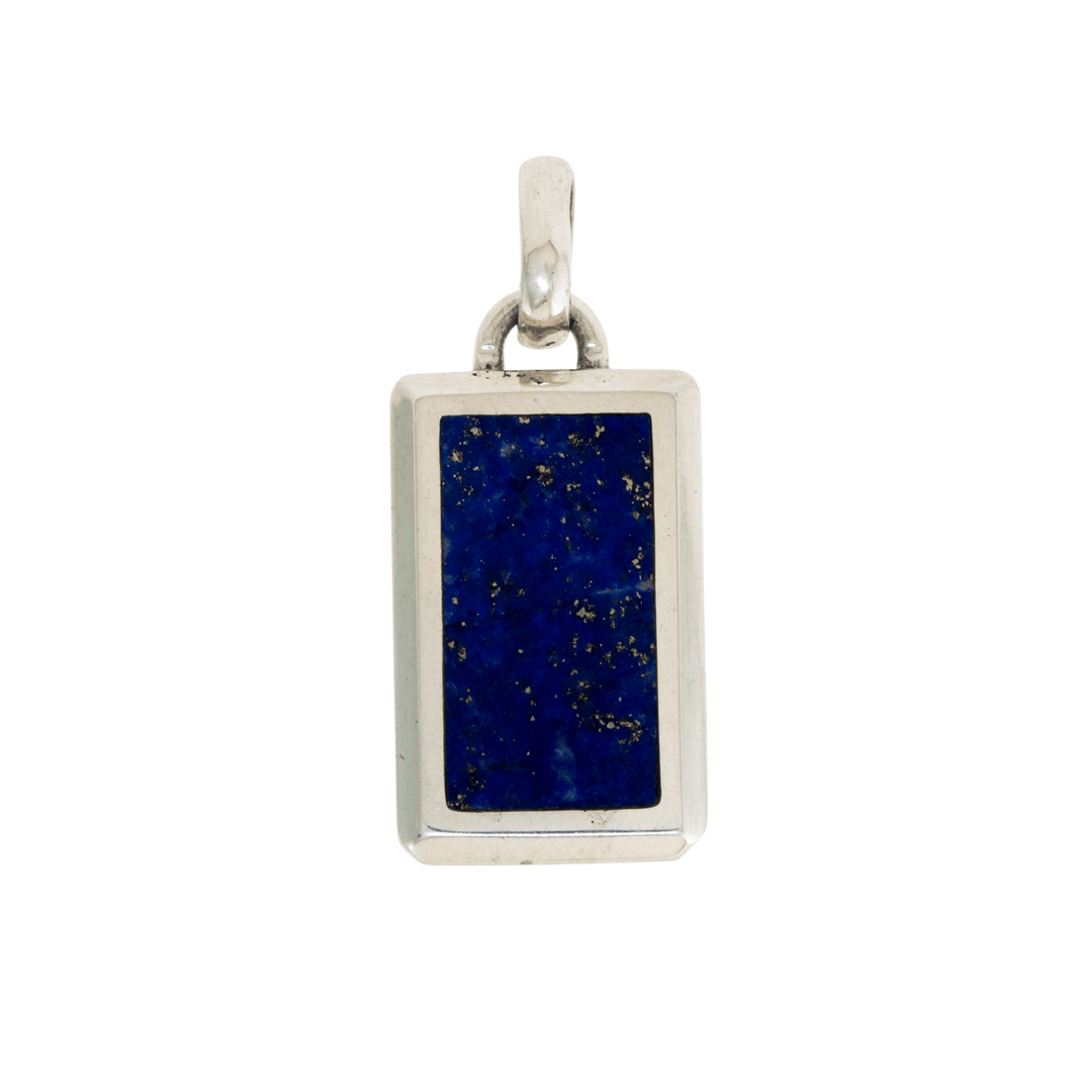 Silver x Full - Frame Rectangular Pyritic Lapis Lazuli Pendant - Kingdom Jewelry