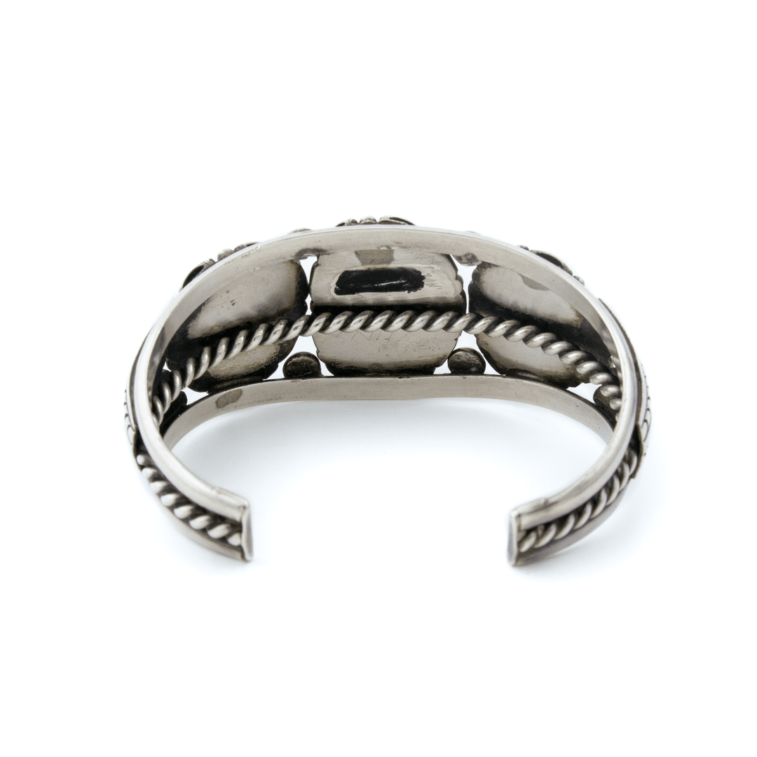 Silver x Heavy 1970's Mine 8 Turquoise Navajo Cuff - Kingdom Jewelry