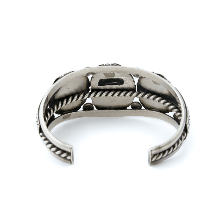 Silver x Heavy 1970's Mine 8 Turquoise Navajo Cuff - Kingdom Jewelry