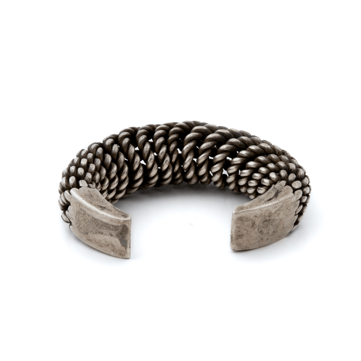 Silver x Heavy Antique Akha Torque Bracelet Cuff - Kingdom Jewelry