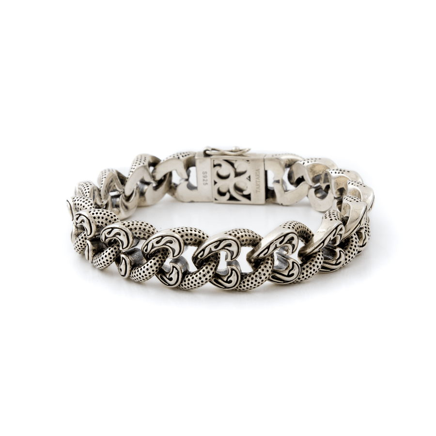 Silver x Heavy Rounded Cuban Link Tribal Bracelet - Kingdom Jewelry
