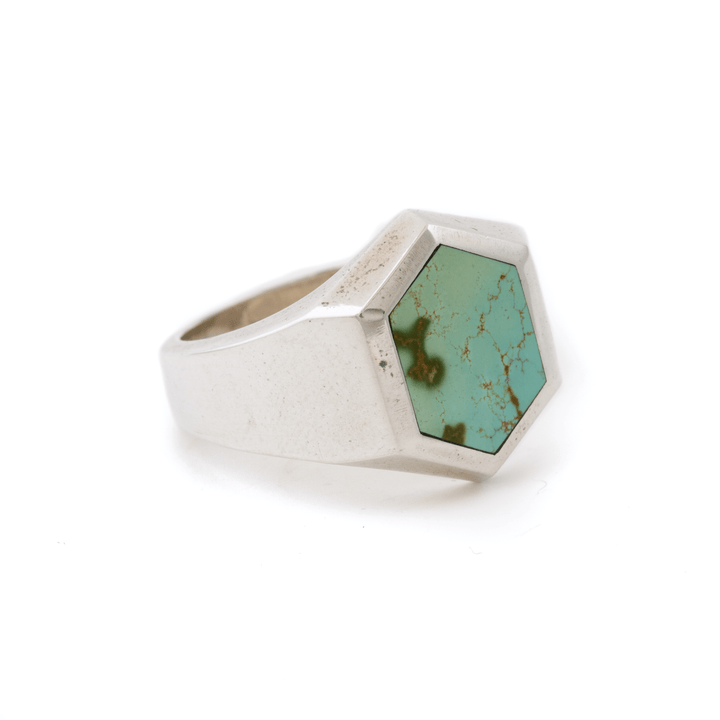 Silver x Hex - Cut Royston Turquoise Signet - Kingdom Jewelry