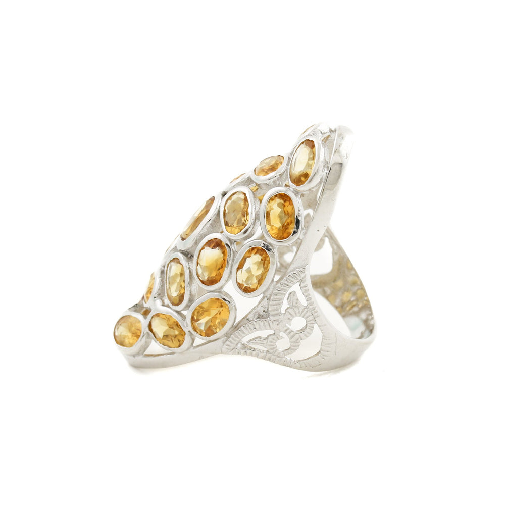 
                      
                        Silver x "Honey Comb" Cluster Citrine Cocktail Ring - Kingdom Jewelry
                      
                    