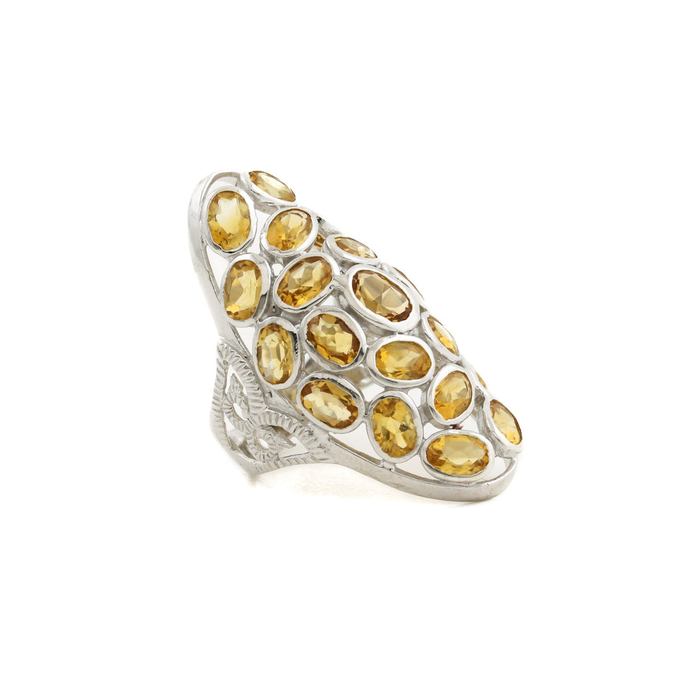 
                      
                        Silver x "Honey Comb" Cluster Citrine Cocktail Ring - Kingdom Jewelry
                      
                    