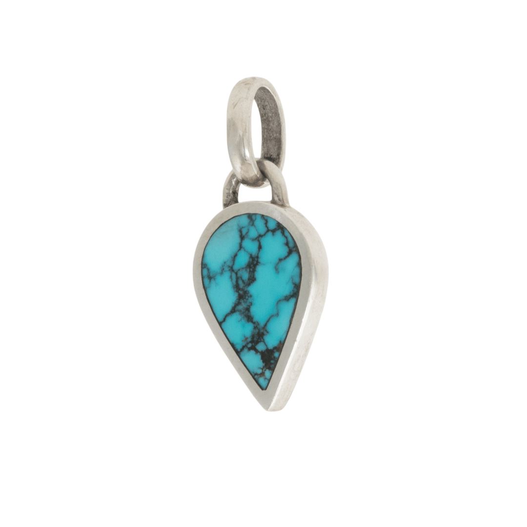 Silver x Hubei Turquoise Teardrop Inlay Pendant - Kingdom Jewelry