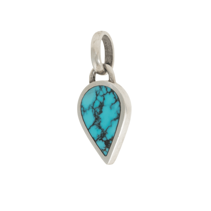 Silver x Hubei Turquoise Teardrop Inlay Pendant - Kingdom Jewelry
