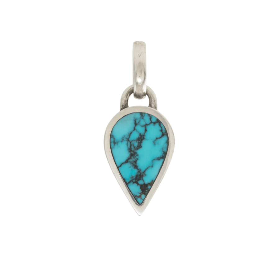 Silver x Hubei Turquoise Teardrop Inlay Pendant - Kingdom Jewelry