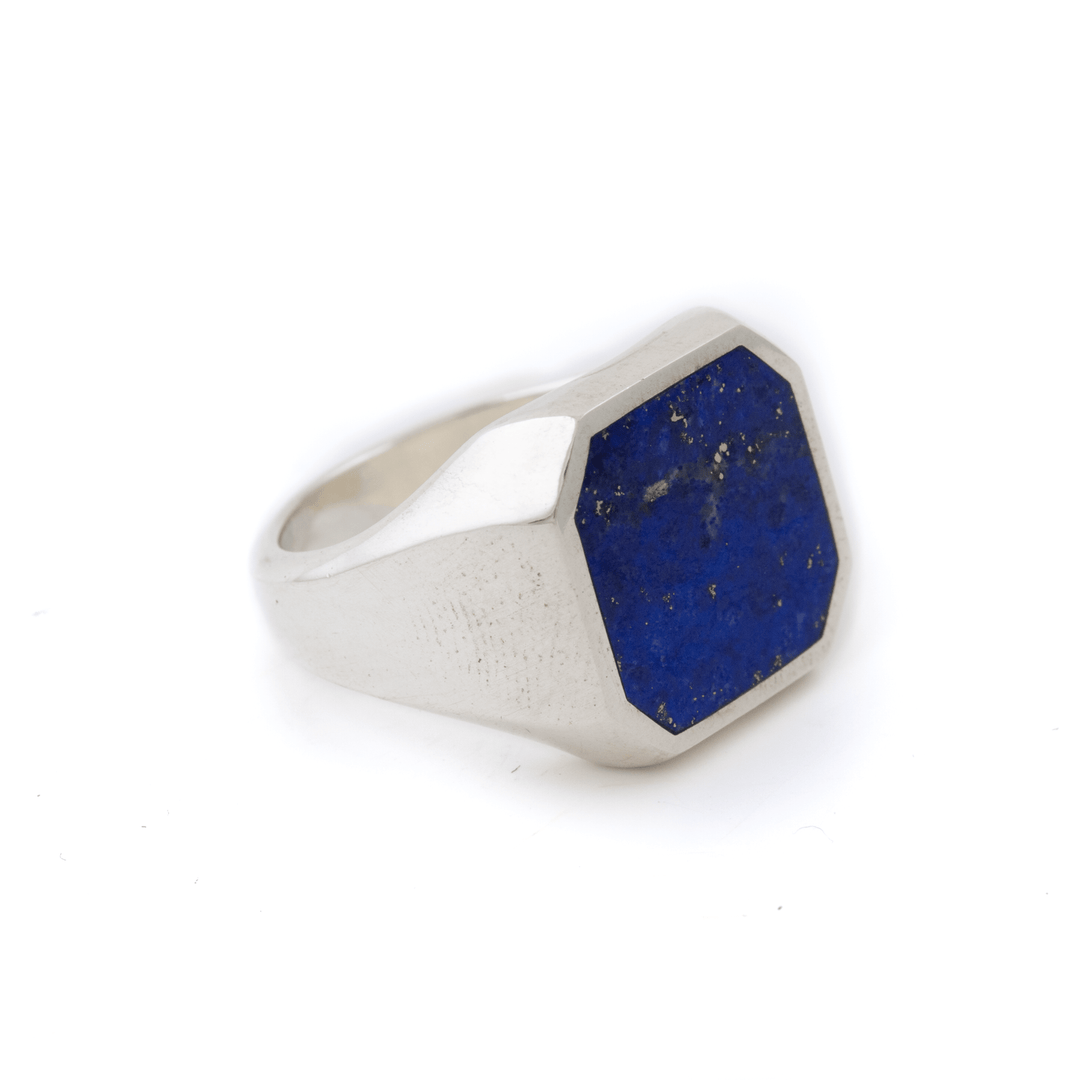 Silver x Lapis Lazuli Chamfered Square Inlay - Kingdom Jewelry