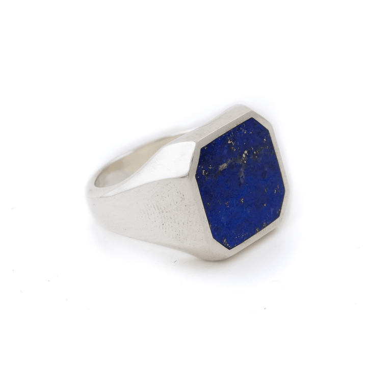 Silver x Lapis Lazuli Chamfered Square Inlay - Kingdom Jewelry