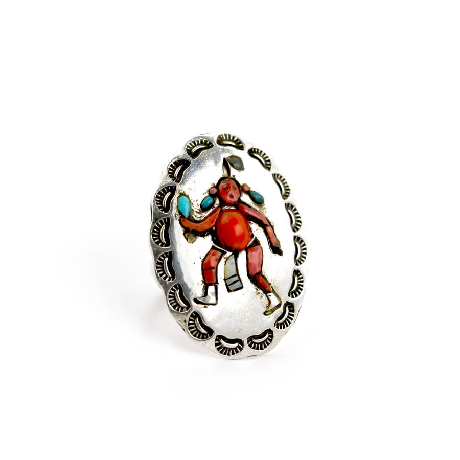 Silver x Legendary 1970's "H. Spencer" Zuni Mudhead Koyemsi Kachina Ring - Kingdom Jewelry