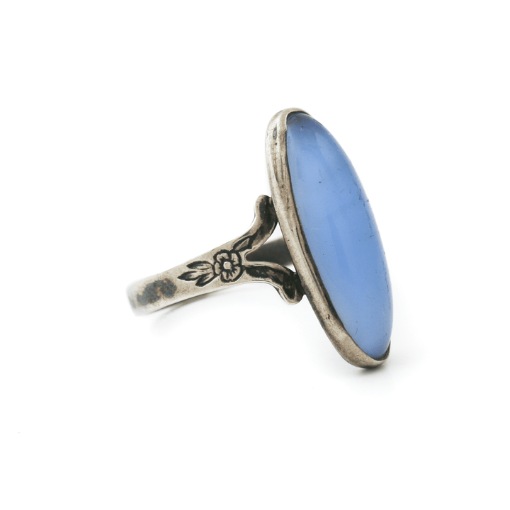 Silver x Long Blue Glass Navajo Ring - Kingdom Jewelry
