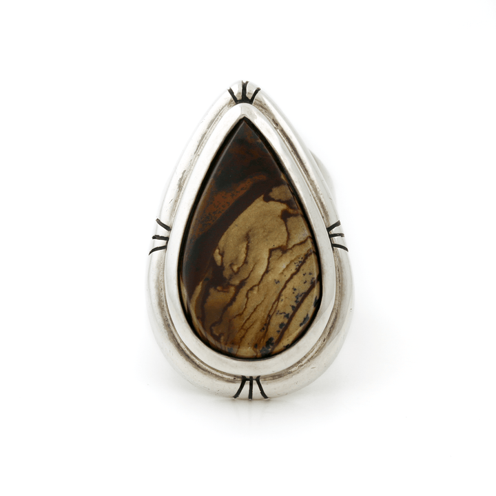 Silver x Magnificent Deschutes Jasper Teardrop Signet - Kingdom Jewelry