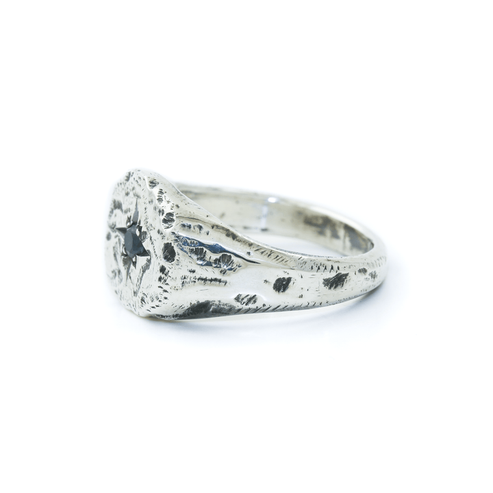 Silver x Montana Sapphire "Aster" Cushion Signet - Kingdom Jewelry