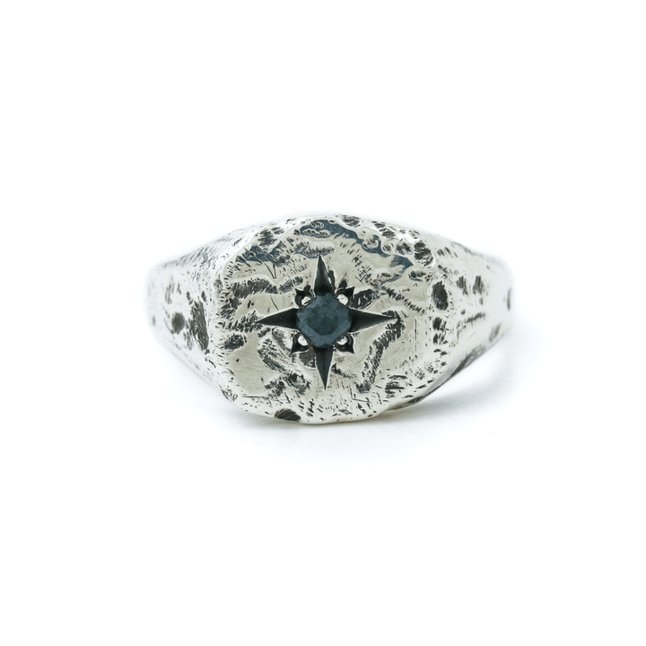 Silver x Montana Sapphire "Aster" Cushion Signet - Kingdom Jewelry