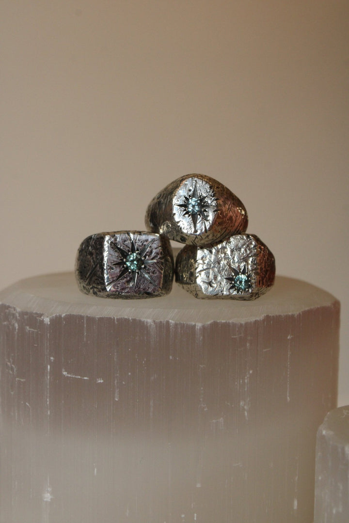 Silver x Montana Sapphire "Aster" Oval Signet - Kingdom Jewelry