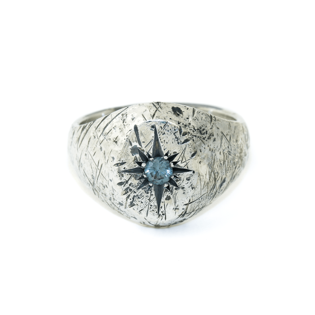 Silver x Montana Sapphire "Aster" Oval Signet - Kingdom Jewelry