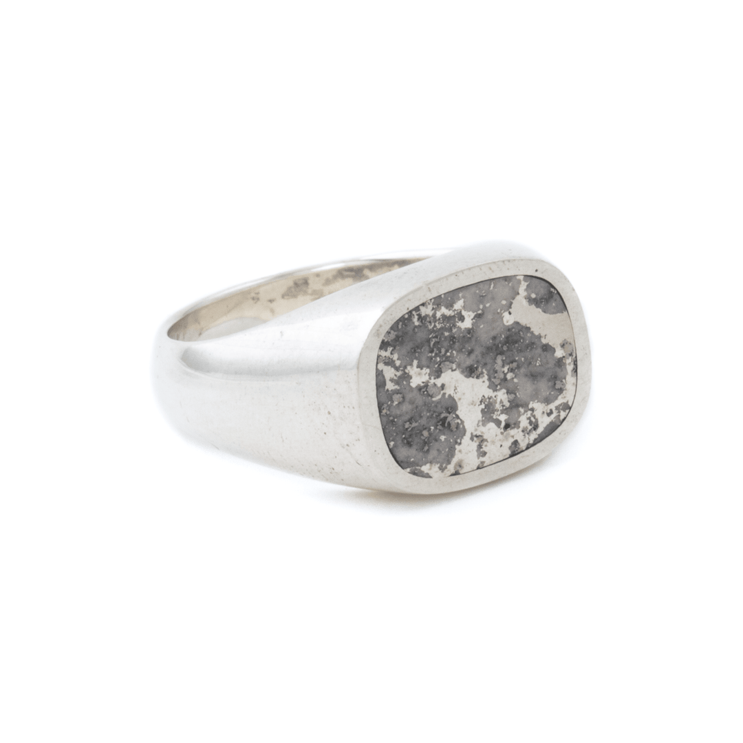 Silver x Native Silver Cushion Inlay Signet - Kingdom Jewelry