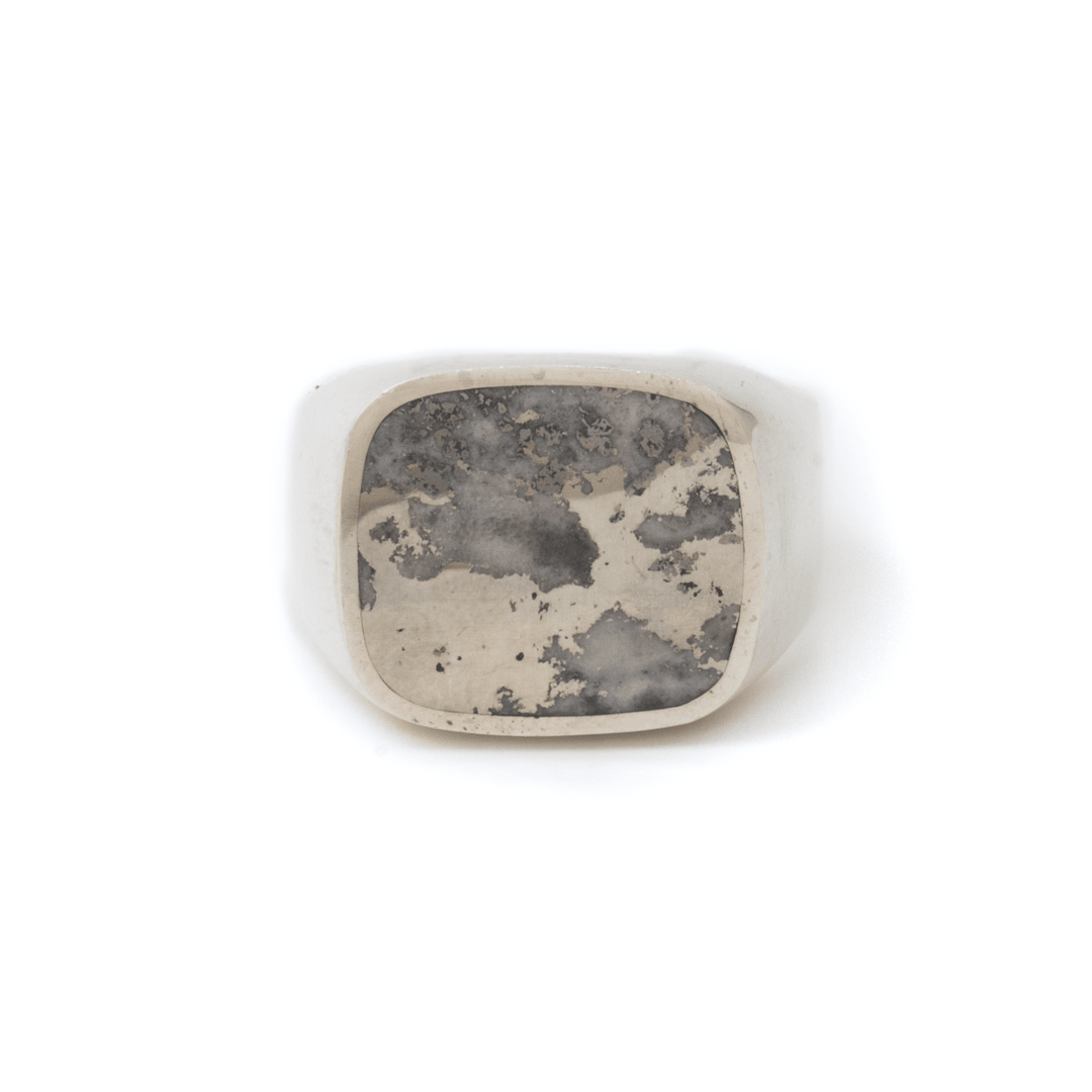 Silver x Native Silver Large Euro Inlay Signet - Kingdom Jewelry