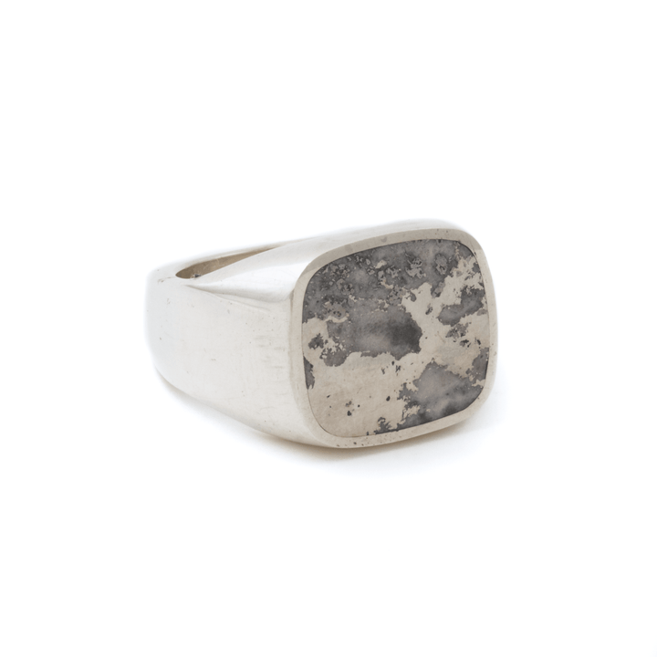 Silver x Native Silver Large Euro Inlay Signet - Kingdom Jewelry