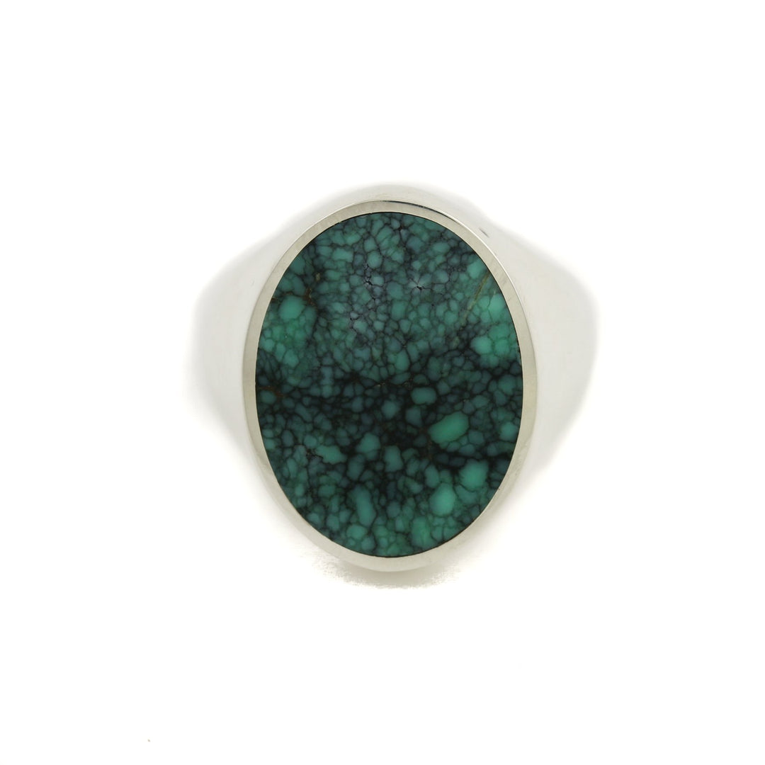 Silver x Oval Variscite Inlay Signet - Kingdom Jewelry