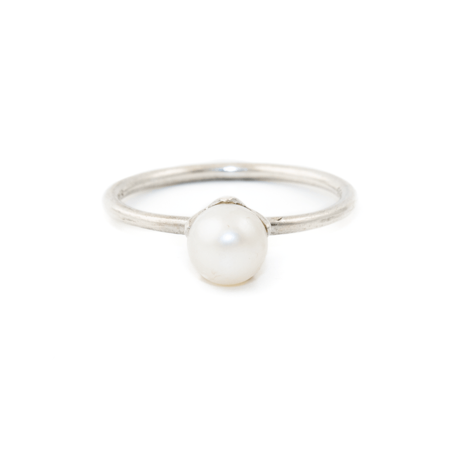 Silver x Petite Tulip - Setting White Pearl Solitaire - Kingdom Jewelry