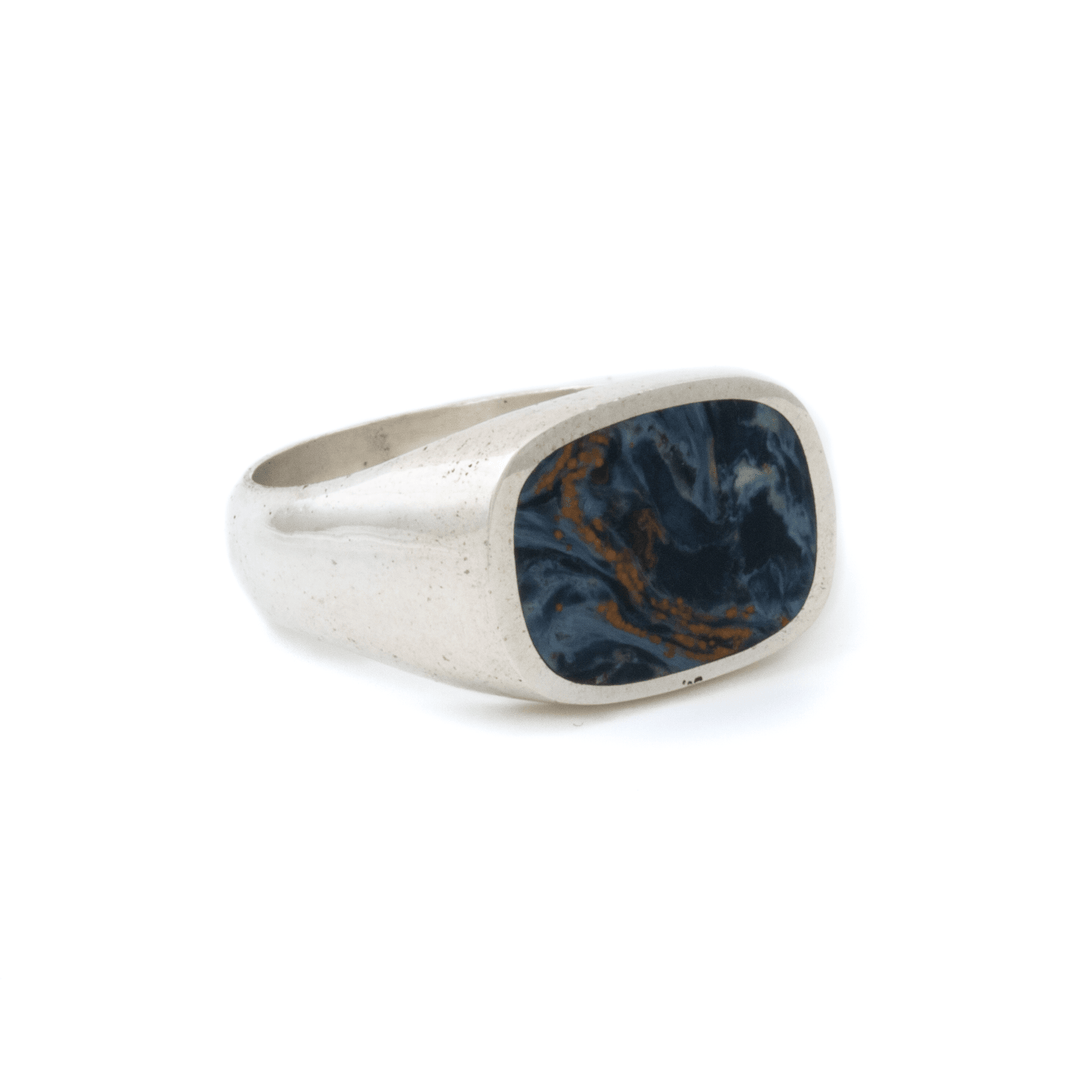 Silver x Pietersite Cushion Inlay Ring - Kingdom Jewelry