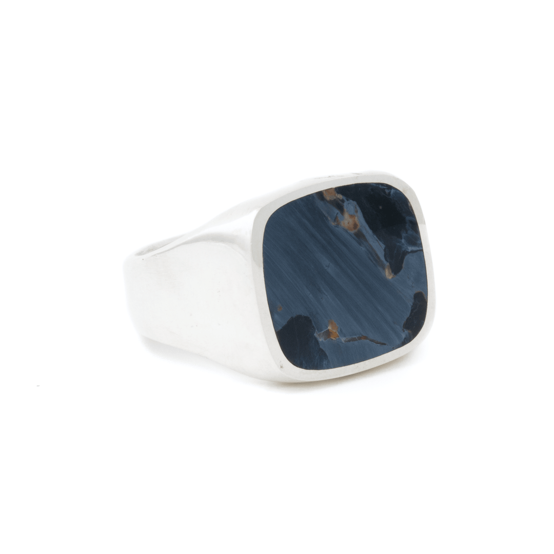 Silver x Pietersite Euro Inlay Ring - Kingdom Jewelry