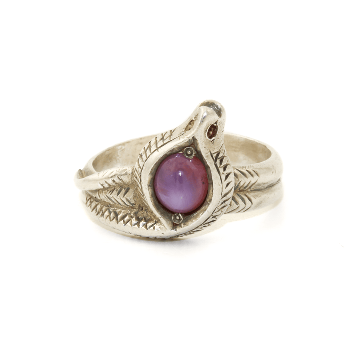 Silver x Purple Star Sapphire Cobra Signet - Kingdom Jewelry
