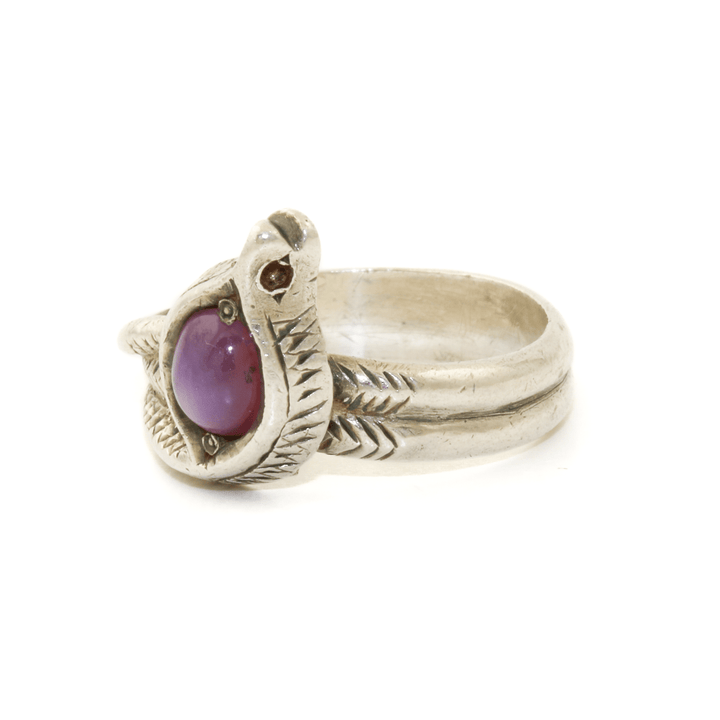 Silver x Purple Star Sapphire Cobra Signet - Kingdom Jewelry