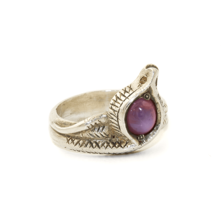 Silver x Purple Star Sapphire Cobra Signet - Kingdom Jewelry
