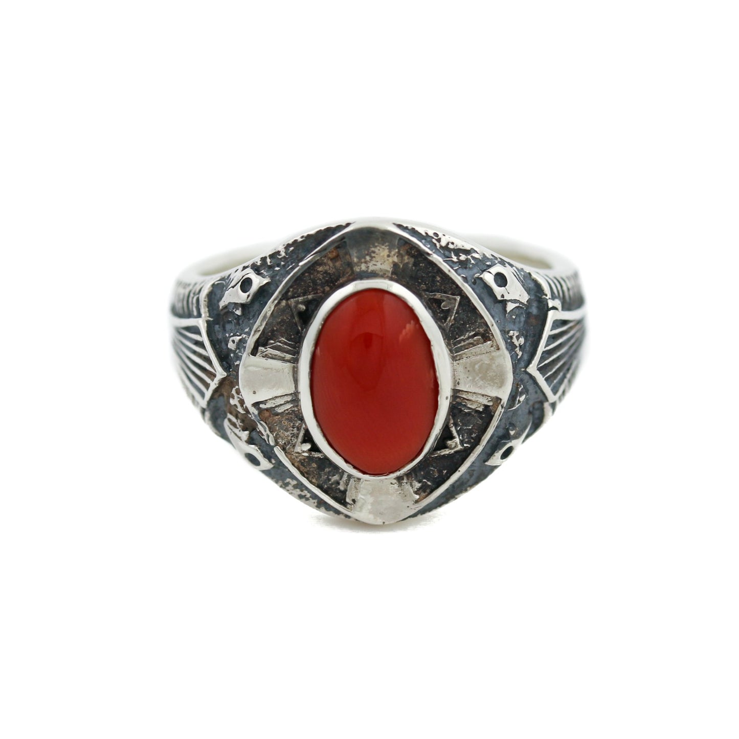 Silver x Red Coral "St. Augustine" Ring - Kingdom Jewelry
