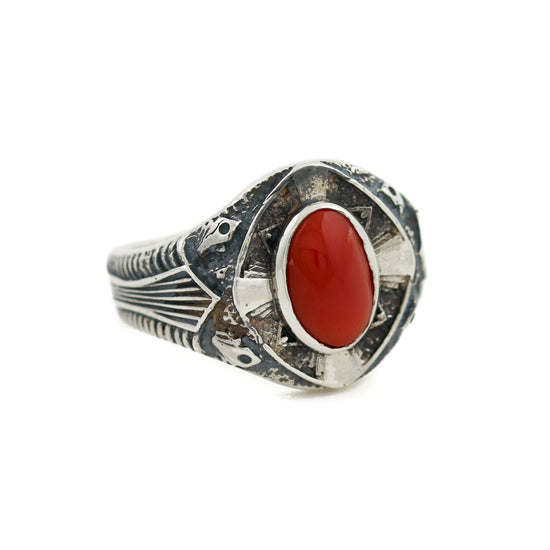 Silver x Red Coral "St. Augustine" Ring - Kingdom Jewelry