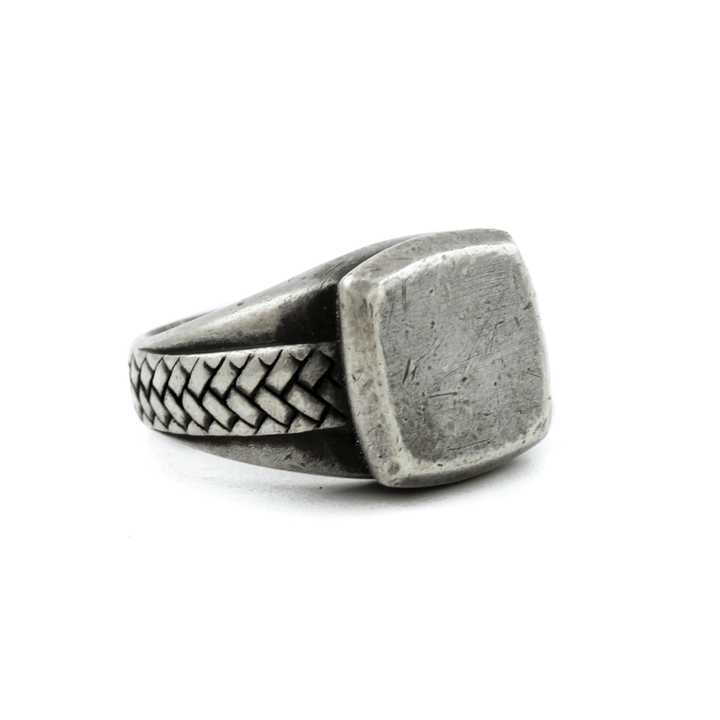 Silver x Reworked 1970's "Basket Weave" Signet - Kingdom Jewelry