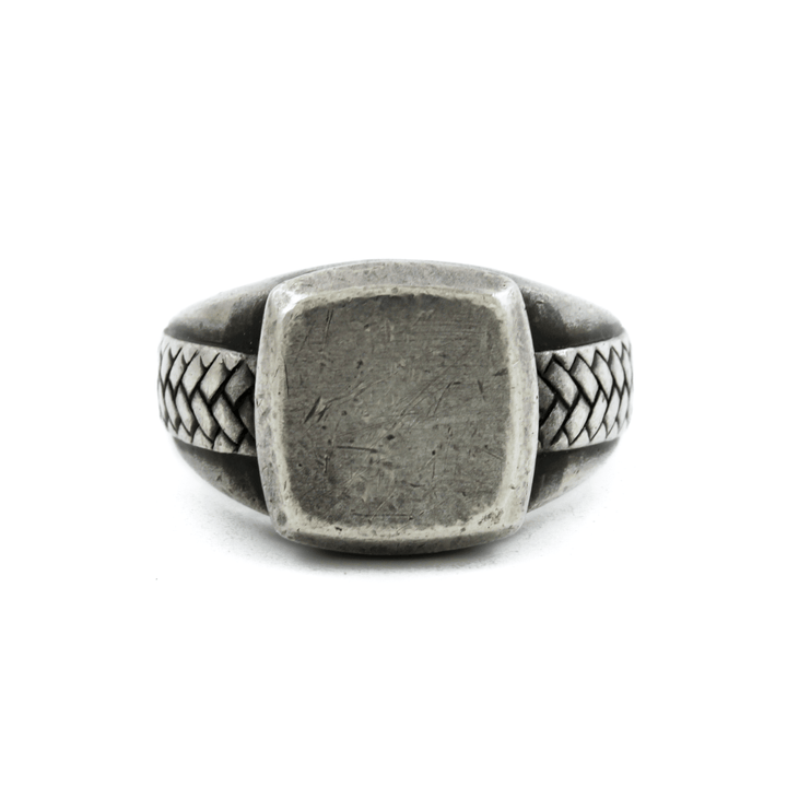 Silver x Reworked 1970's "Basket Weave" Signet - Kingdom Jewelry