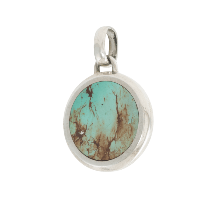 Silver x Round Royston Turquoise Inlay Pendant - Kingdom Jewelry