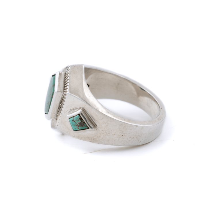Silver x Royston Turquoise Deco "Roku" Gemini Signet - Kingdom Jewelry