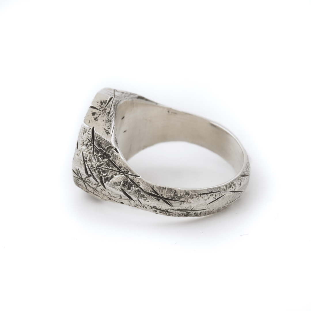 Destressed Silver Rings Silver x Royston Turquoise Distressed Hex Inlay Ring – Kingdom Jewelry