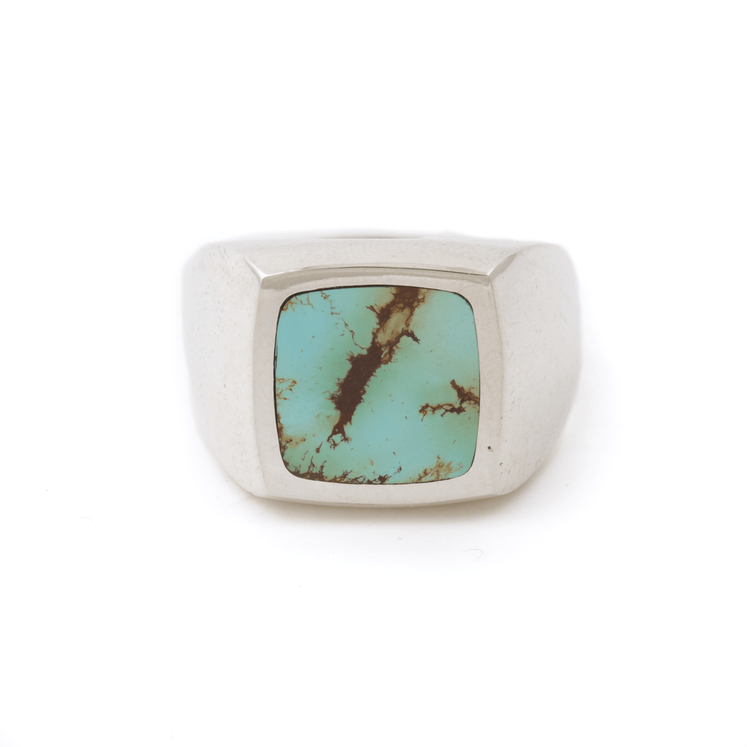 Turquoise Inlay Sign Silver x Royston Turquoise Rounded Square Inlay Signet – Kingdom Jewelry