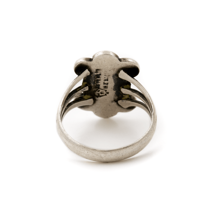 Silver x Scalloped 1960's Reconstituted Turquoise Taxco Ring - Kingdom Jewelry