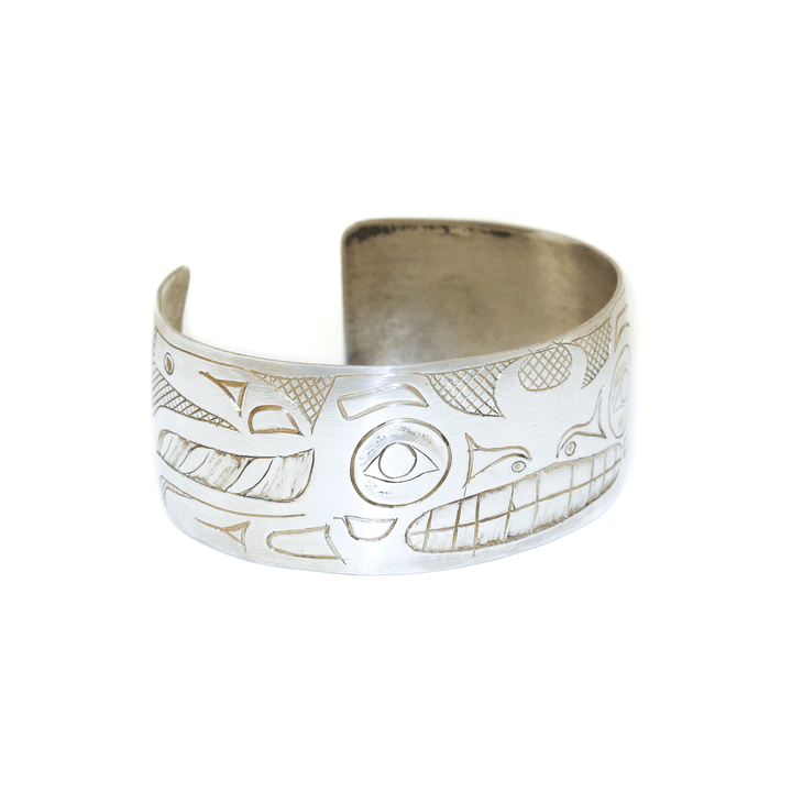 Silver x Signed Pacific Northwest "E.A" Bearface Cuff Bracelet - Kingdom Jewelry