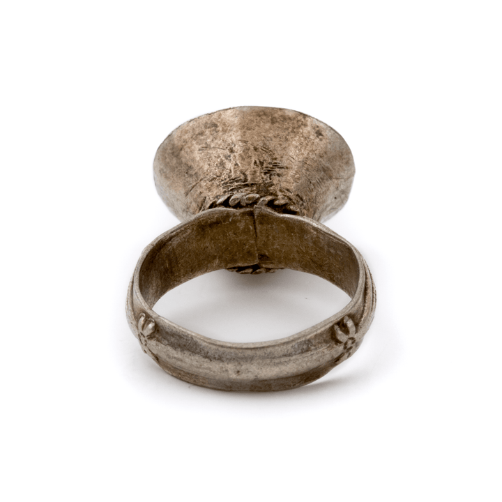 Silver x Single Bugle Lapis Lazuli Afghan Mughal Ring - Kingdom Jewelry